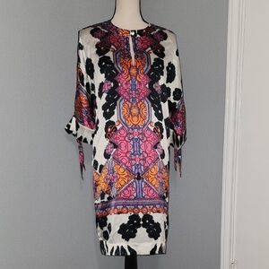 Joyce & Girls Elegant Silk Multicolor Patterned Dress